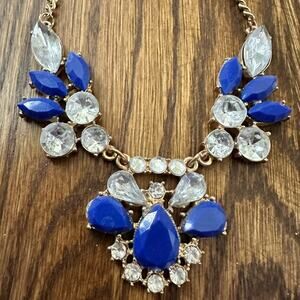 Blue and gold statement necklace